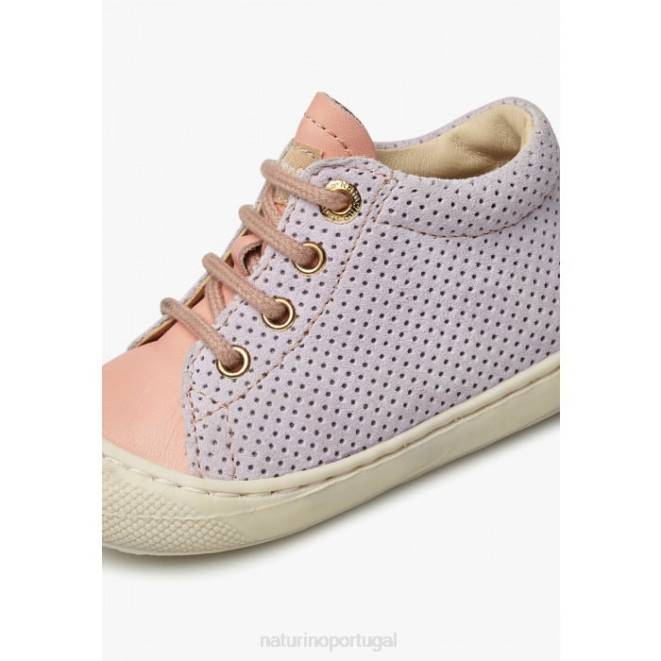 crianças Naturino lilás casulo sapatos primeiros passos em couro e camurça HTF880