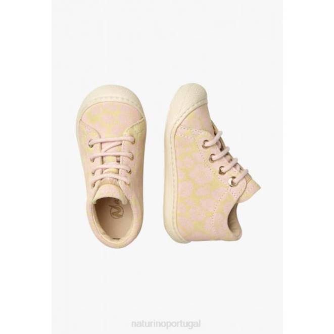 crianças Naturino ouro rosa em pó casulo sapatos de primeiros passos de camurça HTF879