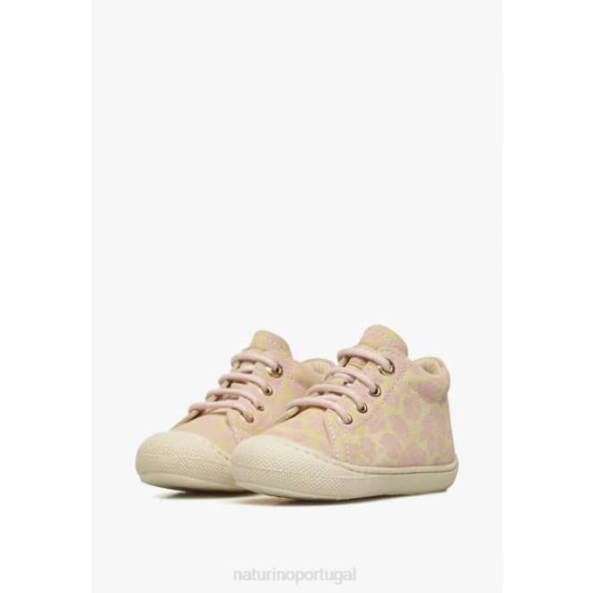 crianças Naturino ouro rosa em pó casulo sapatos de primeiros passos de camurça HTF879