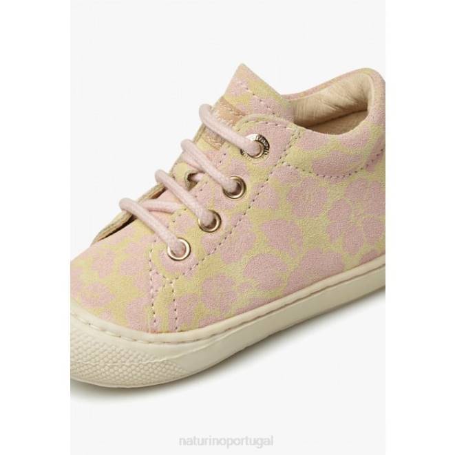 crianças Naturino ouro rosa em pó casulo sapatos de primeiros passos de camurça HTF879