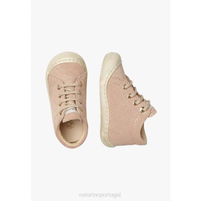 crianças Naturino pó rosa casulo sapatos de primeiros passos de camurça HTF886