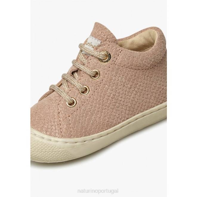 crianças Naturino pó rosa casulo sapatos de primeiros passos de camurça HTF886