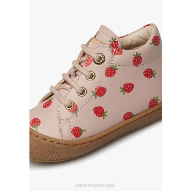 crianças Naturino pó rosa casulo sapatos primeiros passos em couro napa estampado HTF860