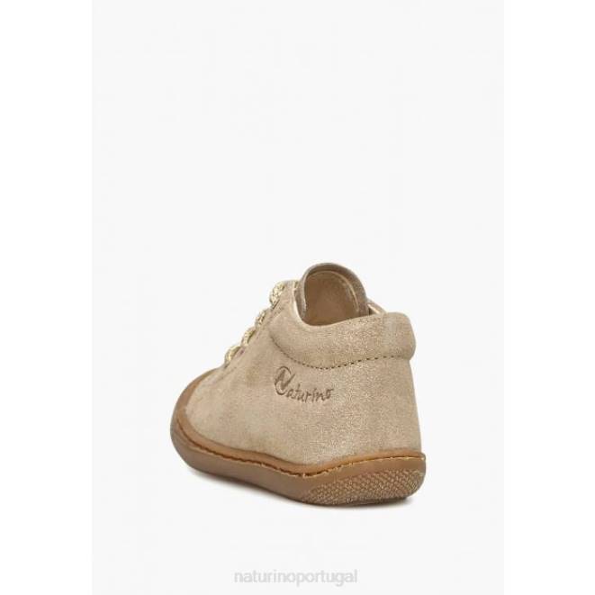 crianças Naturino platina casulo sapatos de primeira etapa de camurça brilhante HTF8209