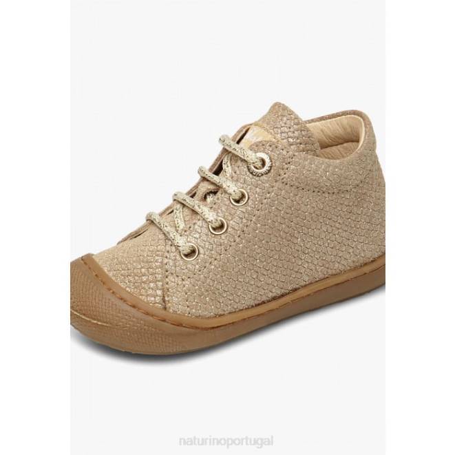 crianças Naturino platina casulo sapatos de primeira etapa de camurça laminada HTF8225