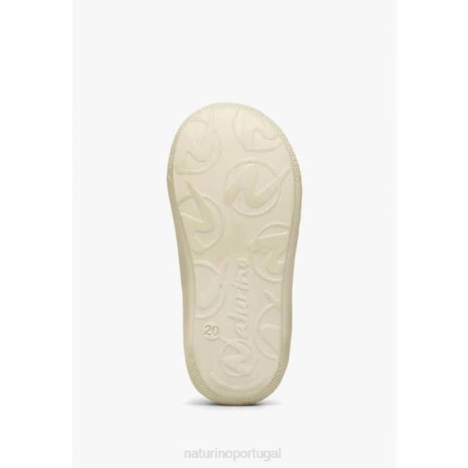 crianças Naturino platina casulo sapatos de primeira etapa de couro envernizado e camurça HTF875