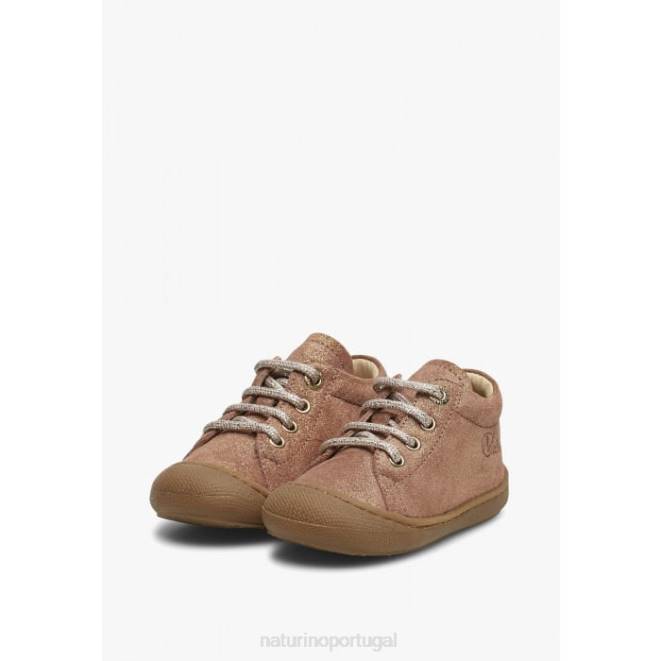 crianças Naturino rosa antigo casulo sapatos de primeira etapa de camurça brilhante HTF8122