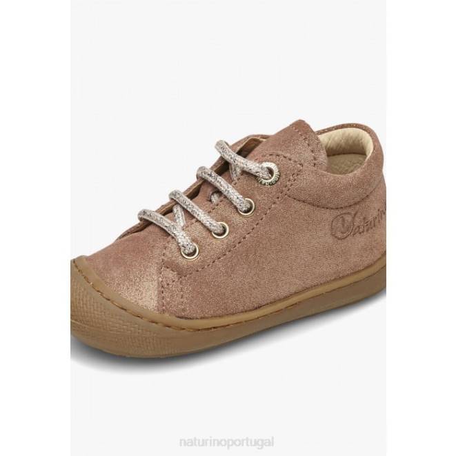 crianças Naturino rosa antigo casulo sapatos de primeira etapa de camurça brilhante HTF8122