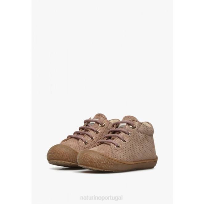 crianças Naturino rosa antigo casulo sapatos de primeira etapa de camurça laminada HTF8119