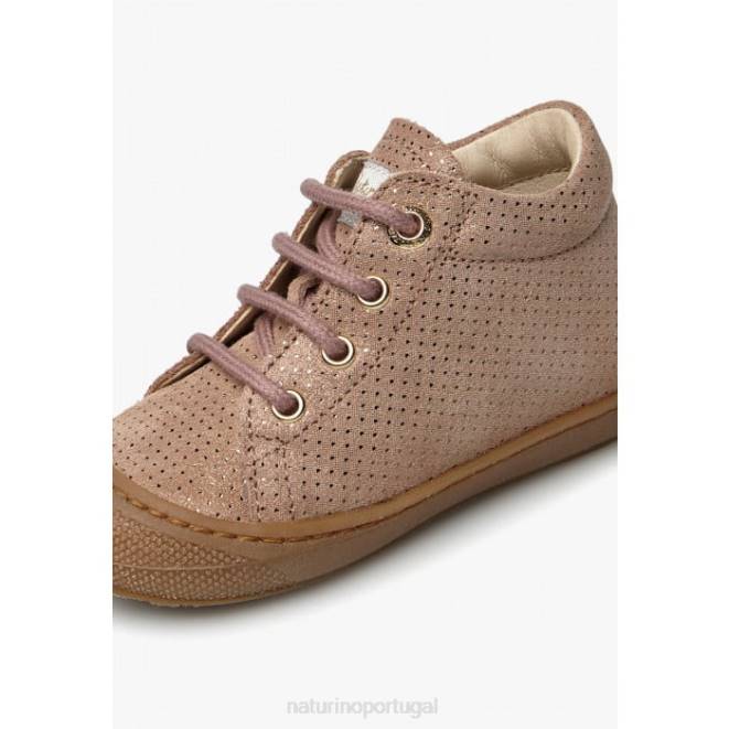 crianças Naturino rosa antigo casulo sapatos de primeira etapa de camurça laminada HTF8119