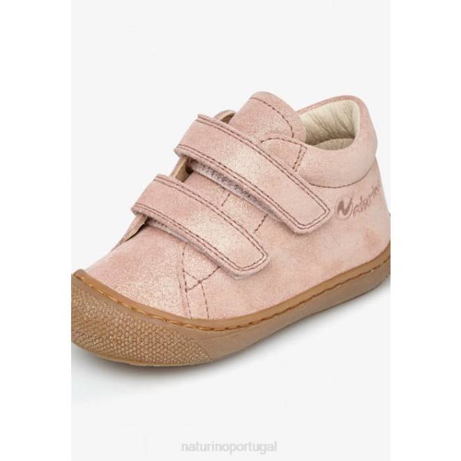 crianças Naturino rosa antigo casulo vl sapatos de primeira etapa de camurça brilhante HTF8121