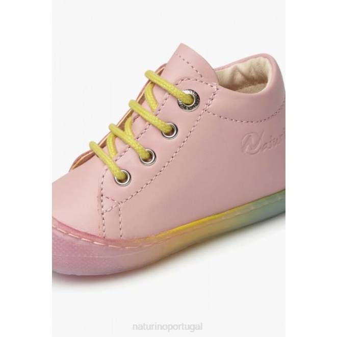 crianças Naturino rosa casulo sapatos de primeiros passos de couro HTF873