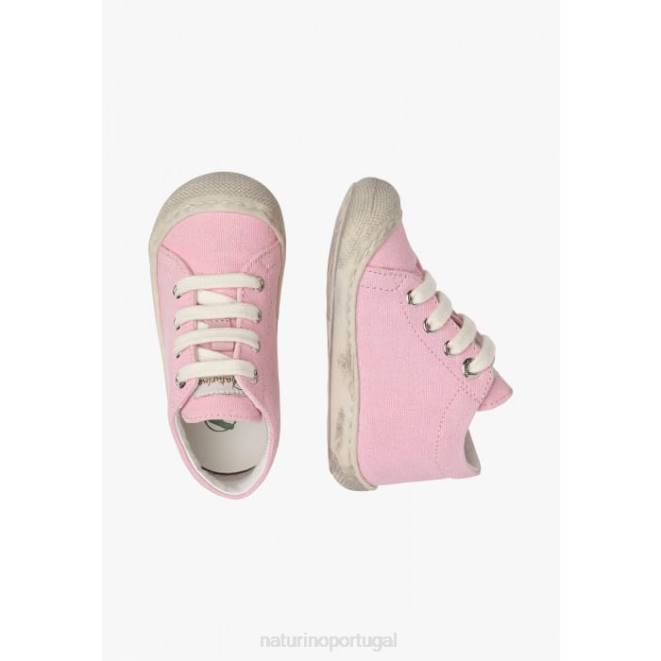 crianças Naturino rosa casulo sapatos de primeiros passos de lona HTF8131