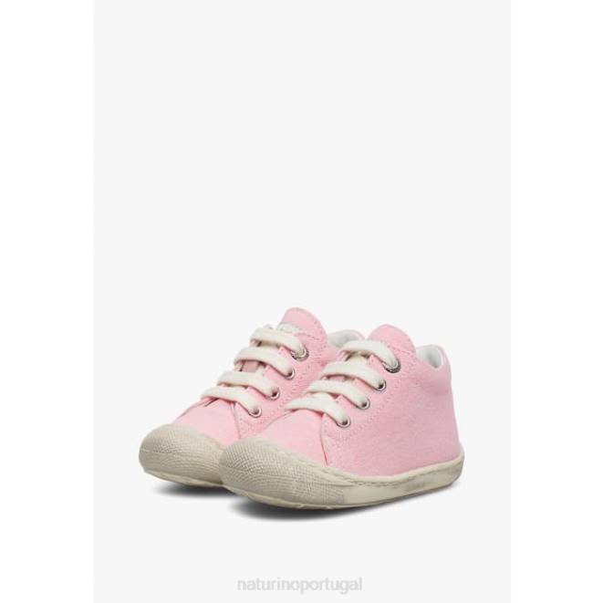 crianças Naturino rosa casulo sapatos de primeiros passos de lona HTF8131