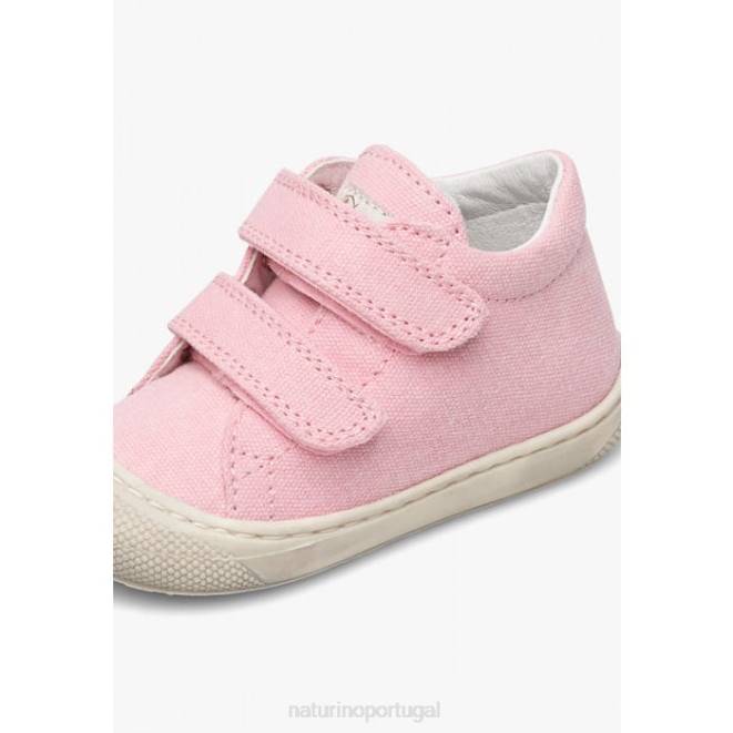crianças Naturino rosa casulo sapatos de primeiros passos de lona HTF8204