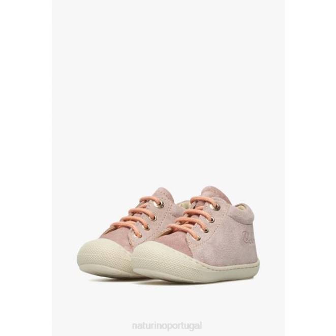 crianças Naturino salmão Rosa casulo sapatos de primeiros passos de camurça HTF8158