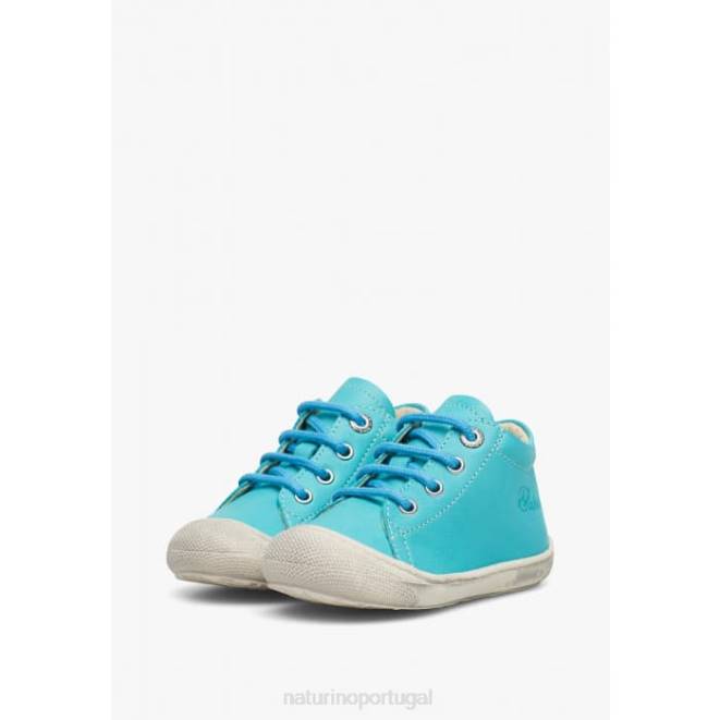 crianças Naturino turquesa casulo sapatos primeiros passos em couro napa HTF8124