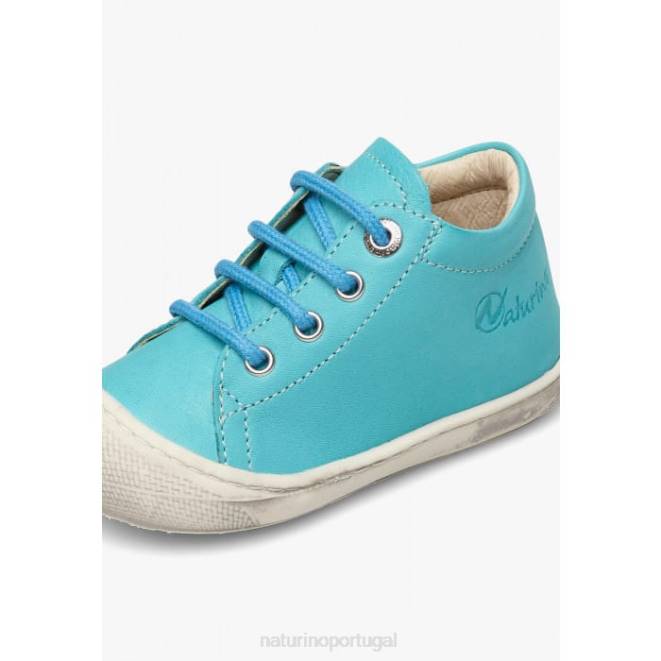 crianças Naturino turquesa casulo sapatos primeiros passos em couro napa HTF8124