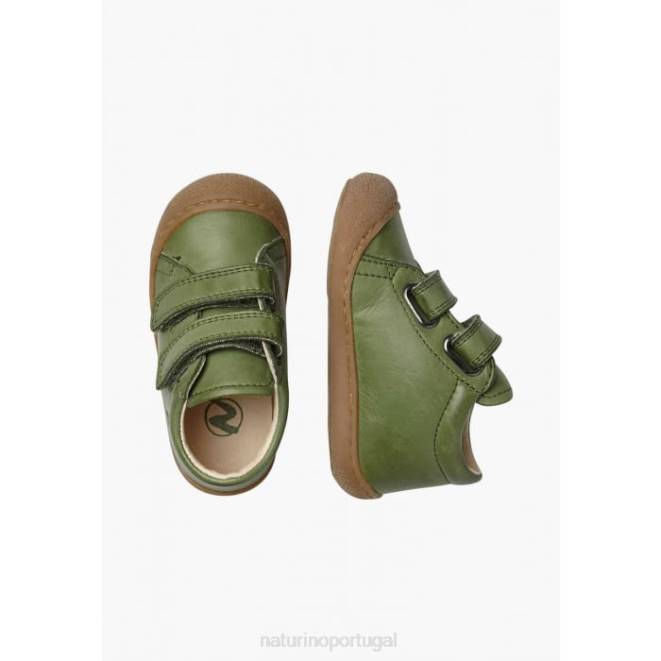 crianças Naturino verde casulo sapatos primeiros passos em couro napa HTF8202