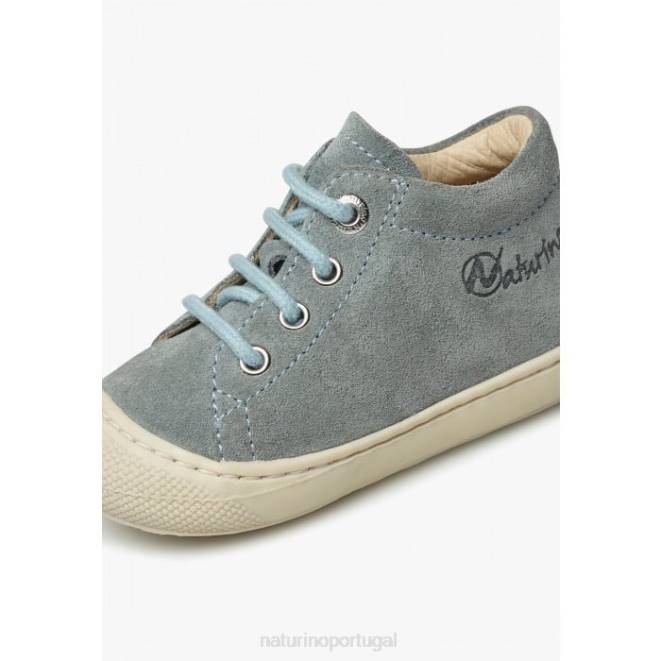crianças Naturino verde claro-céu azul casulo sapatos de primeiros passos de camurça HTF887