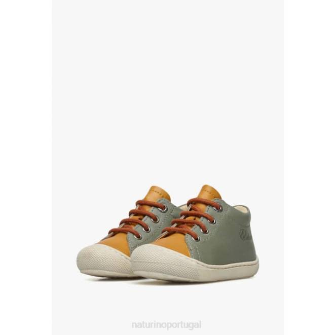 crianças Naturino verde-laranja casulo sapatos primeiros passos em couro napa HTF8141
