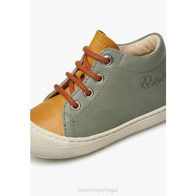 crianças Naturino verde-laranja casulo sapatos primeiros passos em couro napa HTF8141