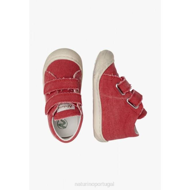 crianças Naturino vermelho casulo sapatos de primeiros passos de lona HTF8206