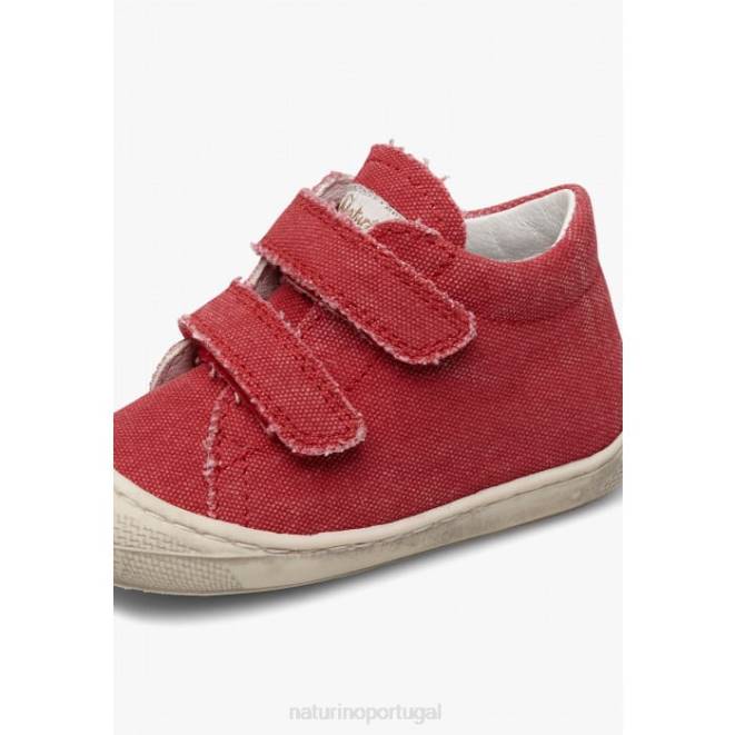 crianças Naturino vermelho casulo sapatos de primeiros passos de lona HTF8206