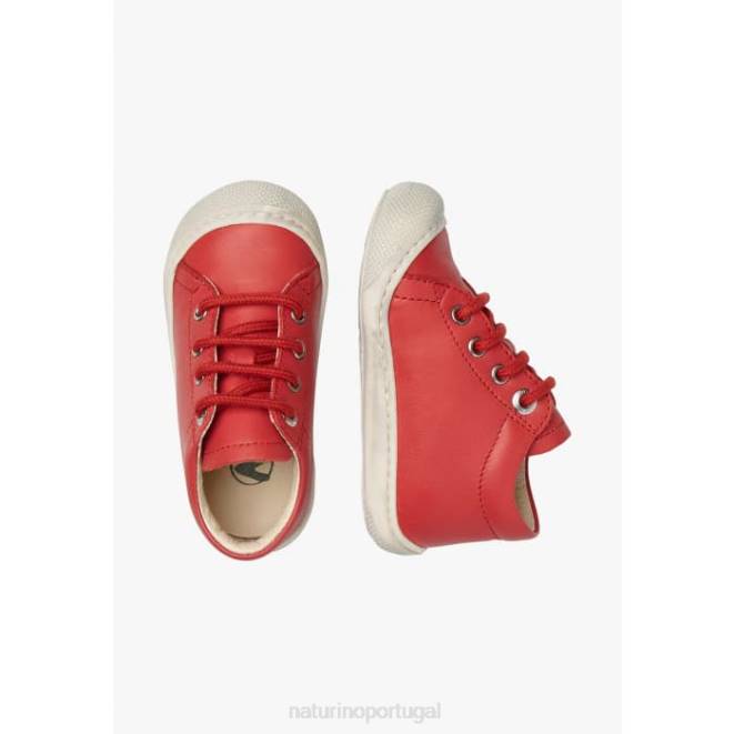 crianças Naturino vermelho casulo sapatos primeiros passos em couro napa HTF8114