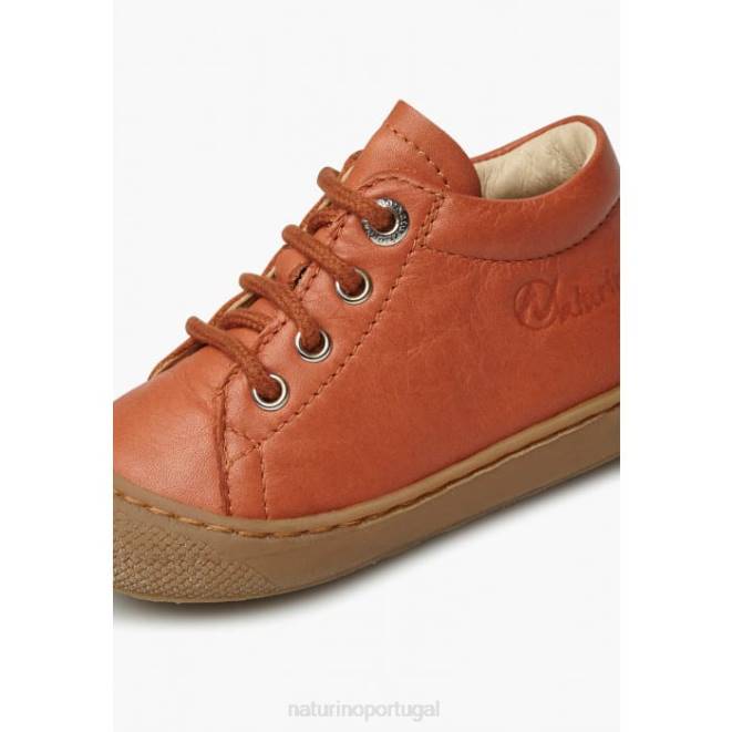 crianças Naturino vermelho escuro casulo sapatos infantis de couro napa HTF866