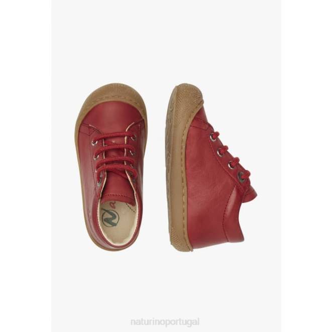 crianças Naturino vermelho granada casulo sapatos infantis de couro napa HTF8223