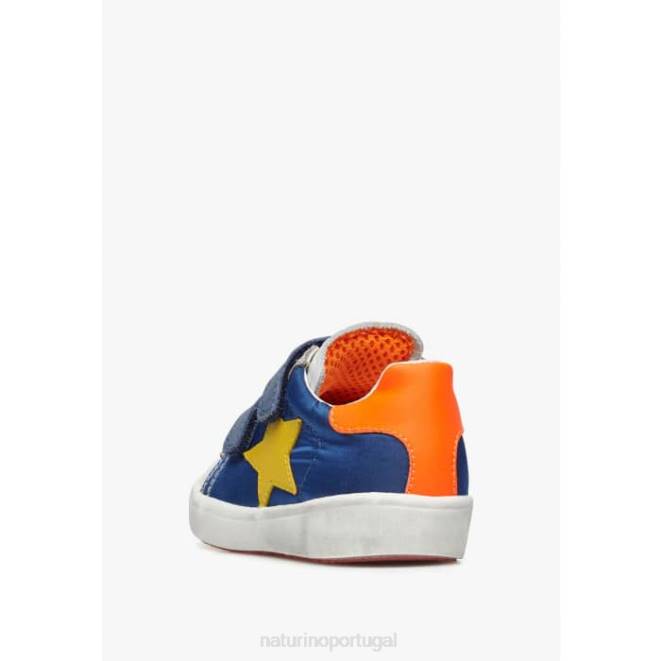 crianças Naturino Branco azul annie vl tênis de couro e tecido com patch de estrela HTF8430