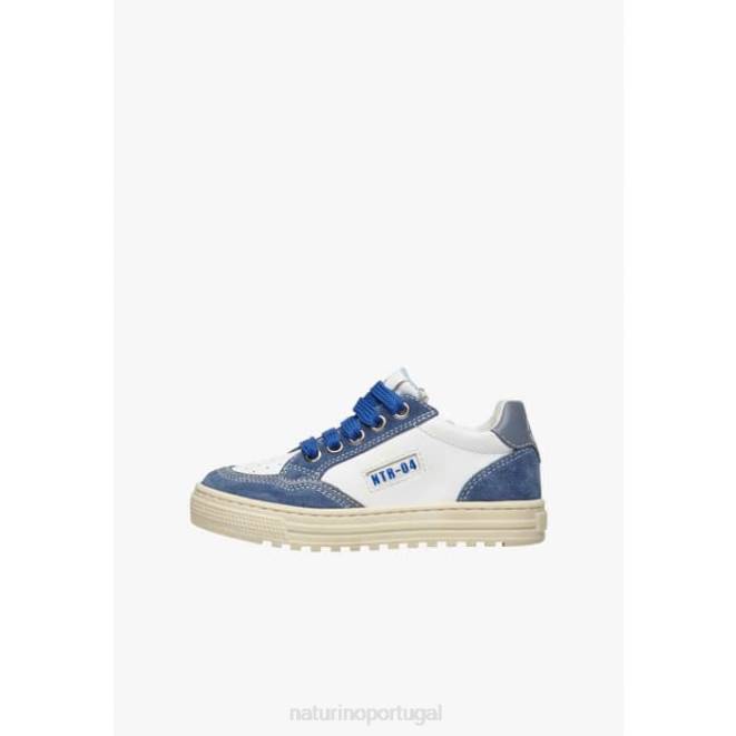 crianças Naturino Branco azul ariton zip. tênis de couro e camurça HTF8497
