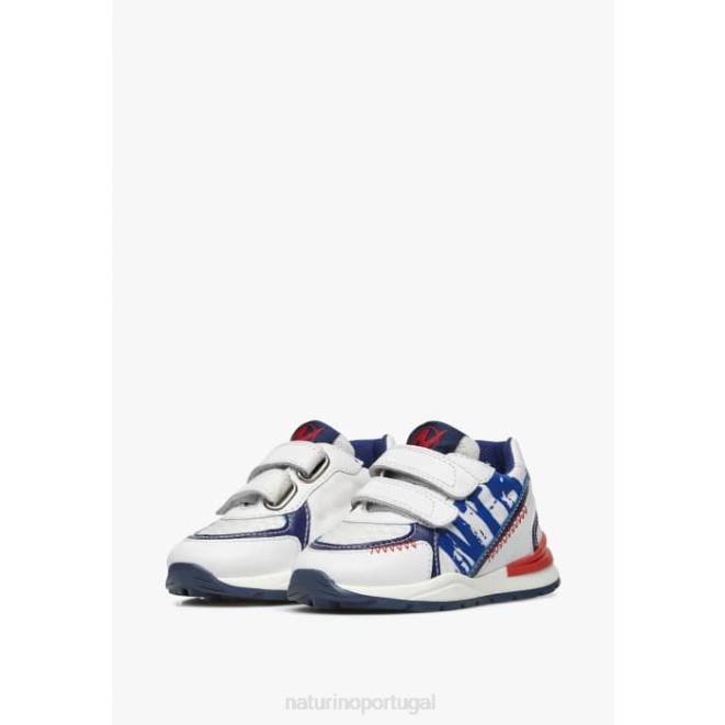 crianças Naturino Branco azul bley vl tênis camurça e tecido HTF8400