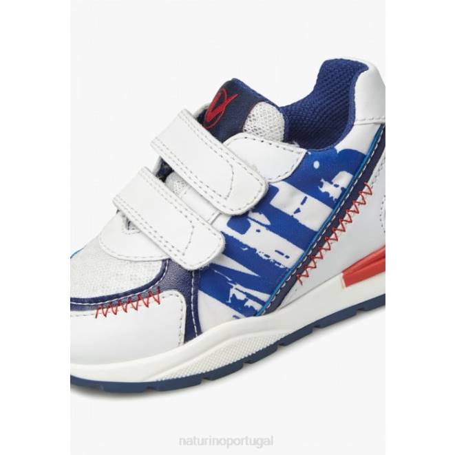 crianças Naturino Branco azul bley vl tênis camurça e tecido HTF8400