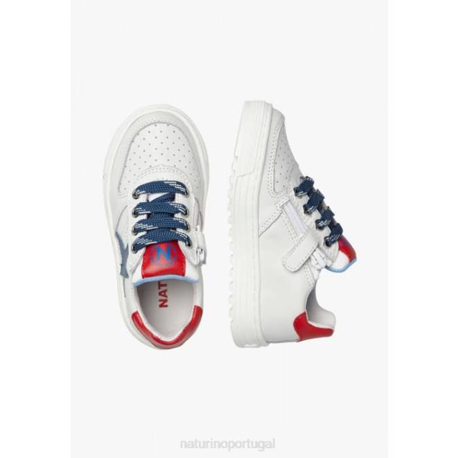 crianças Naturino Branco azul hess zip. tênis couro perfurado estrela com zíper HTF8480