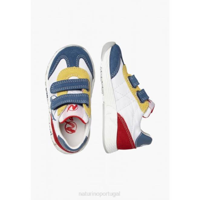 crianças Naturino Branco azul jesko vl. tênis camurça e tecido técnico HTF8419