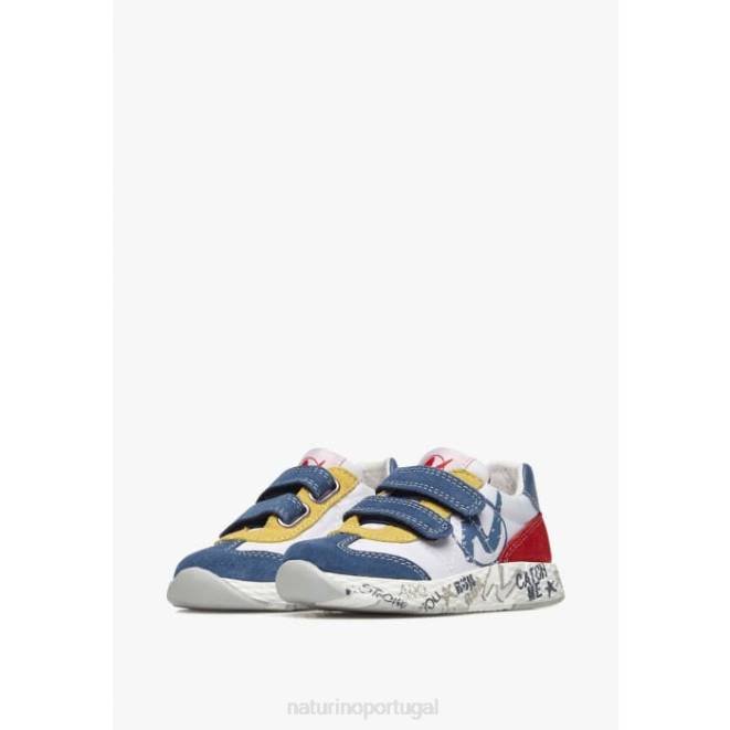 crianças Naturino Branco azul jesko vl. tênis camurça e tecido técnico HTF8419