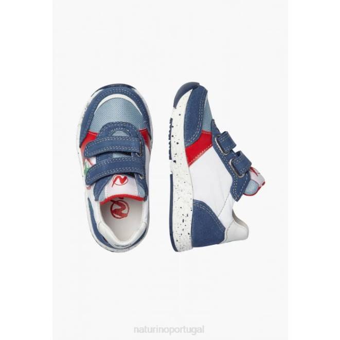 crianças Naturino Branco azulado jesko estrela vl. tênis camurça e tecido HTF8500