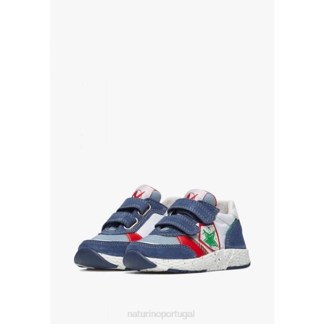 crianças Naturino Branco azulado jesko estrela vl. tênis camurça e tecido HTF8500