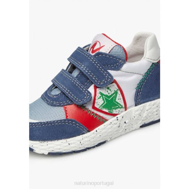 crianças Naturino Branco azulado jesko estrela vl. tênis camurça e tecido HTF8500