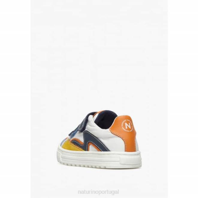 crianças Naturino Branco azulado onda vl. tênis de couro e tecido HTF8444