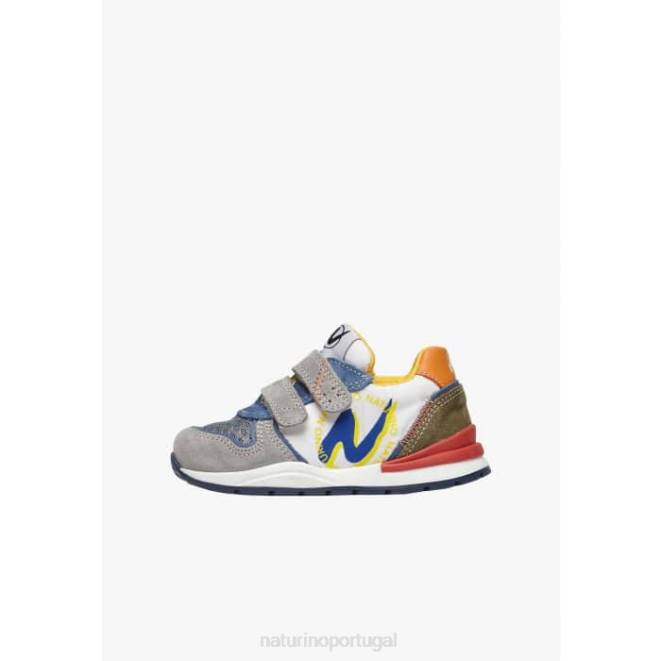 crianças Naturino Branco cinzento argal vl tênis camurça e tecido HTF8379