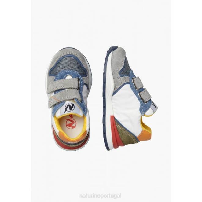 crianças Naturino Branco cinzento argal vl tênis camurça e tecido HTF8379