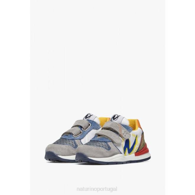 crianças Naturino Branco cinzento argal vl tênis camurça e tecido HTF8379