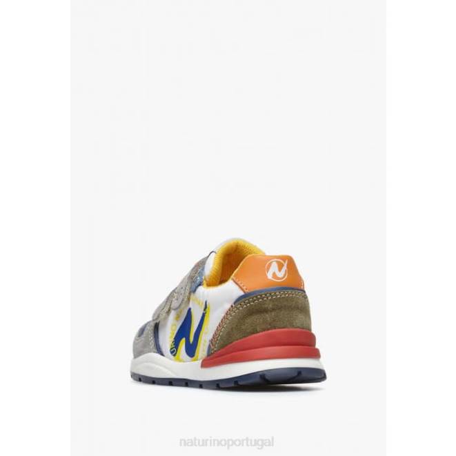 crianças Naturino Branco cinzento argal vl tênis camurça e tecido HTF8379