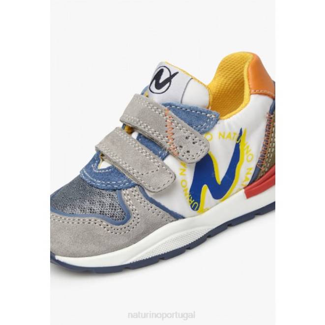 crianças Naturino Branco cinzento argal vl tênis camurça e tecido HTF8379