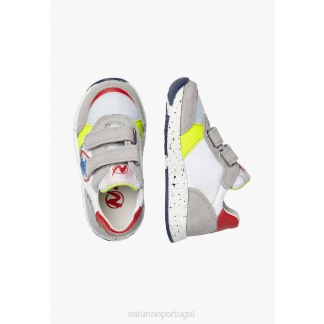 crianças Naturino Branco cinzento jesko estrela vl. tênis camurça e tecido HTF8511