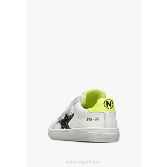 crianças Naturino Branco preto pino vl. tênis de couro e camurça HTF8457