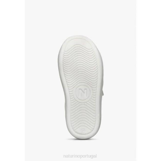 crianças Naturino Branco preto pino vl. tênis de couro e camurça HTF8457